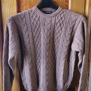 Joseph And Lyman 100% Alpaca Brown Cable Knit Sweater